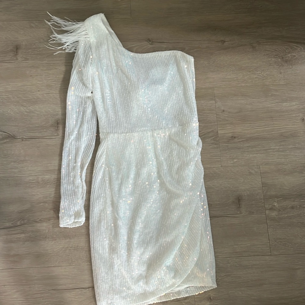 One shoulder body con sparkle dress